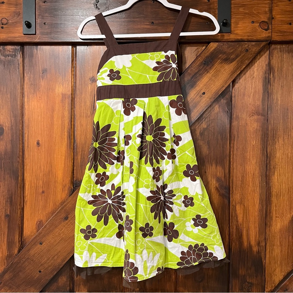My Michelle girls green and brown floral dress